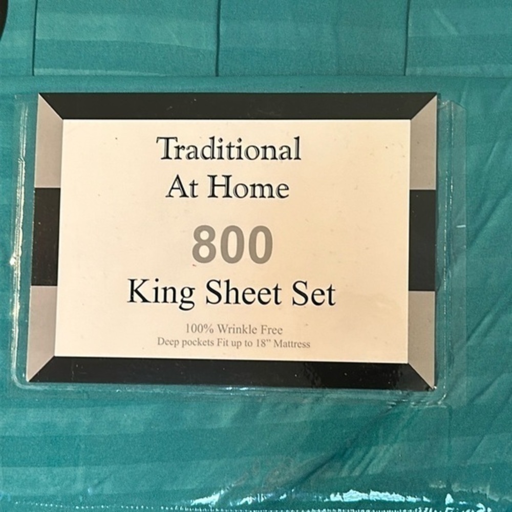 Traditional at home king 6 pc sheet set Pistachio Green embossed striped